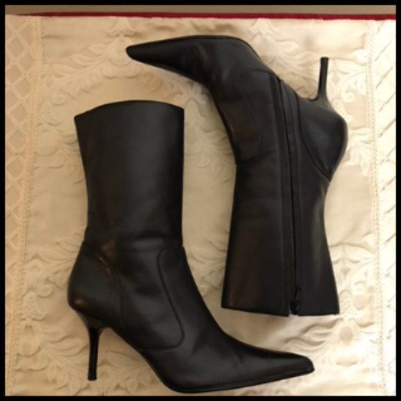 Steve Madden Shoes - Steve Madden Leather Mid Rise 3"  Hi Heel Boots 7M